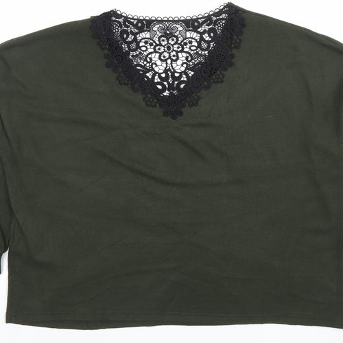 Dorothy Perkins Women’s Green Lace V-Neck Long Sleeve Tunic Top Size 18
