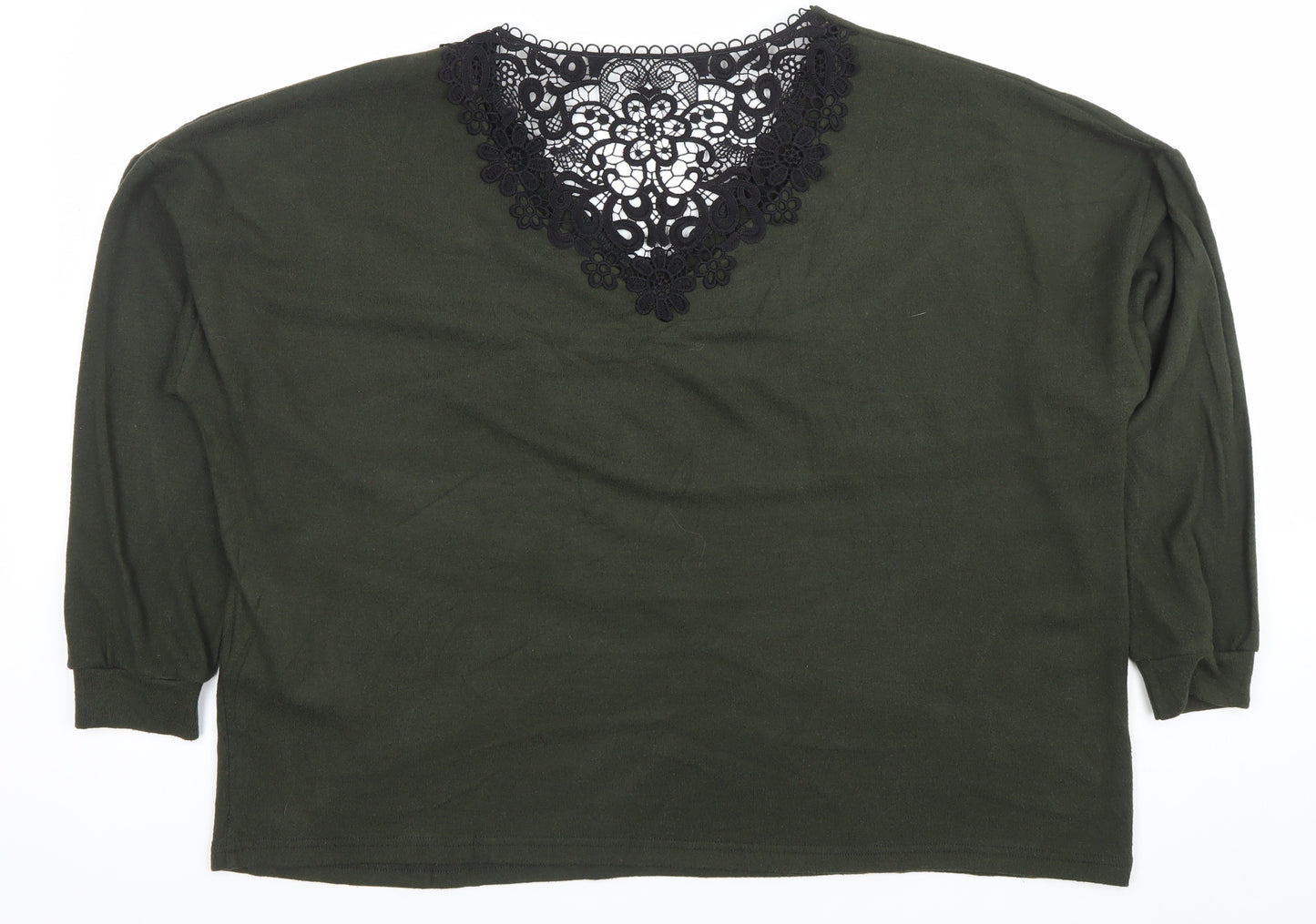 Dorothy Perkins Women’s Green Lace V-Neck Long Sleeve Tunic Top Size 18