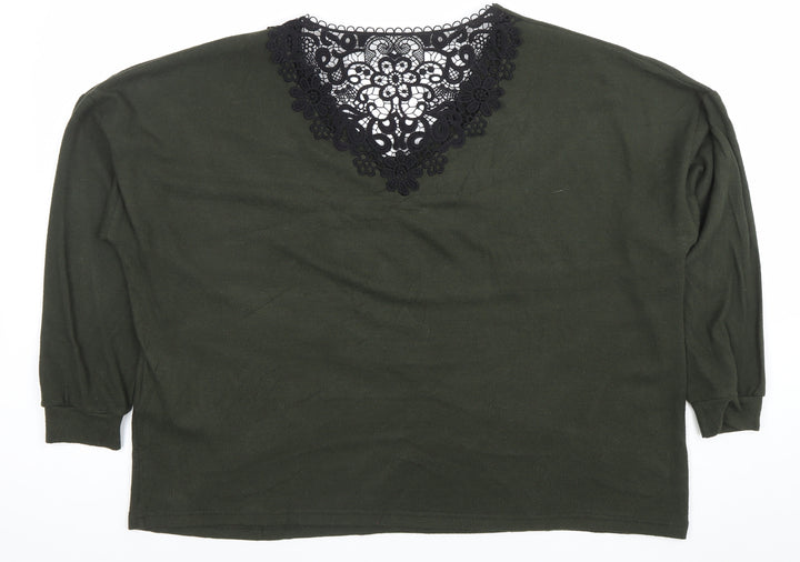 Dorothy Perkins Women’s Green Lace V-Neck Long Sleeve Tunic Top Size 18