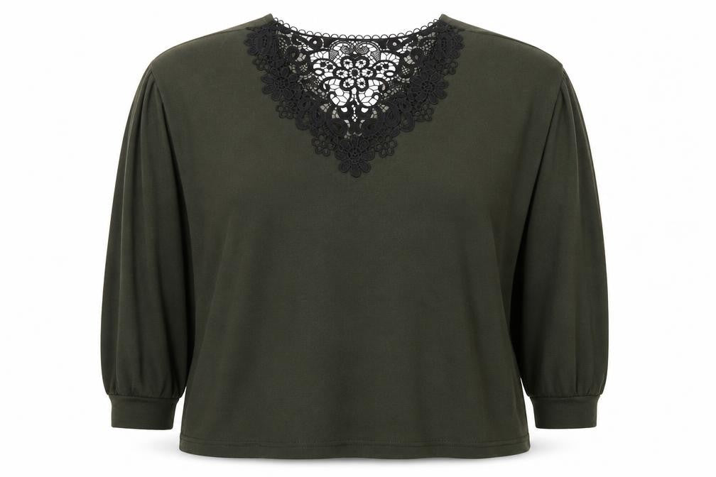 Dorothy Perkins Women’s Green Lace V-Neck Long Sleeve Tunic Top Size 18