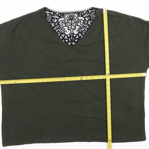Dorothy Perkins Women’s Green Lace V-Neck Long Sleeve Tunic Top Size 18
