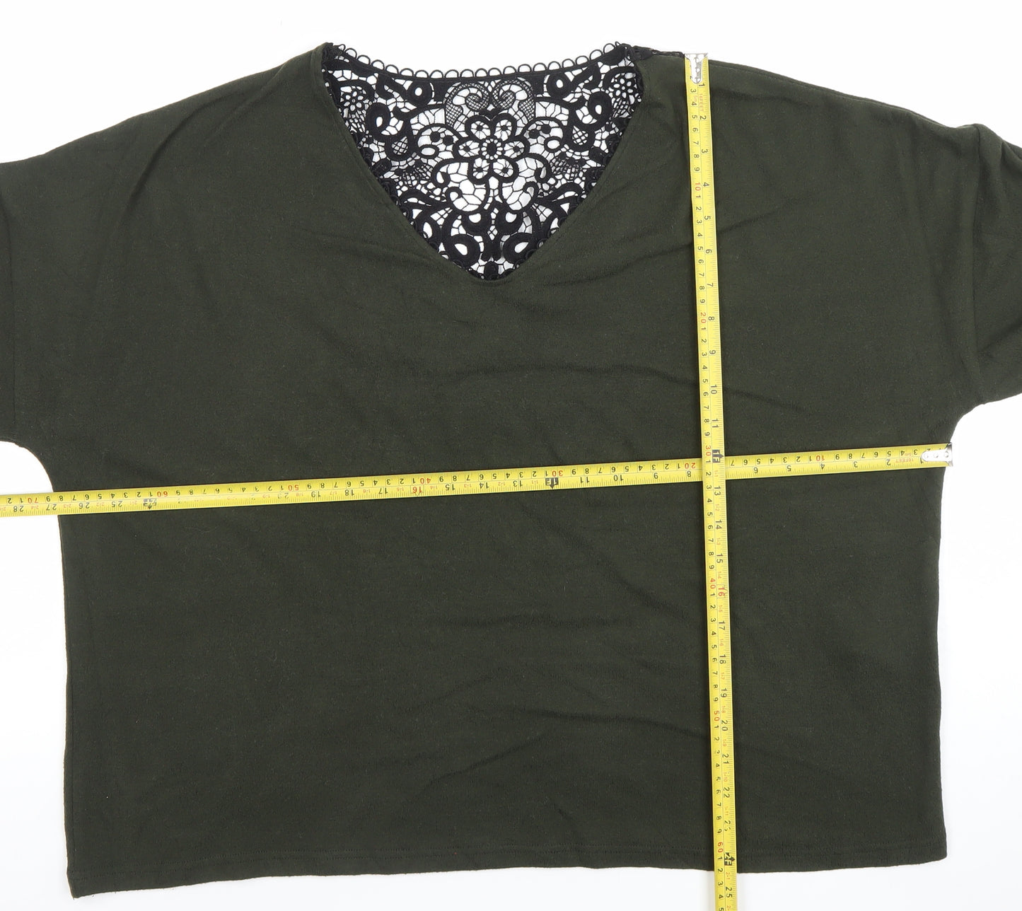 Dorothy Perkins Women’s Green Lace V-Neck Long Sleeve Tunic Top Size 18