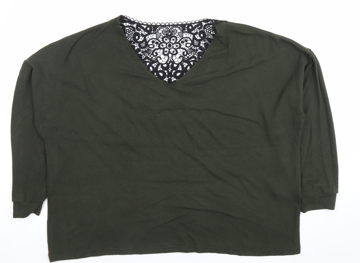 Dorothy Perkins Women’s Green Lace V-Neck Long Sleeve Tunic Top Size 18