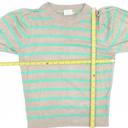 Kaffe Women Beige Striped Knit Pullover Jumper XS