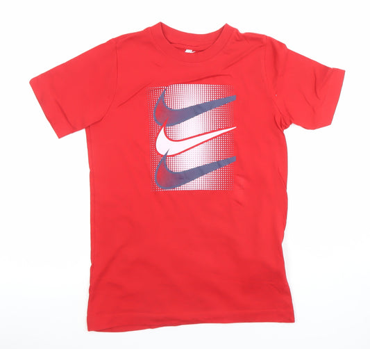Nike Boys Red Graphic Sports T-Shirt Size 10-11 Years Cotton Tee