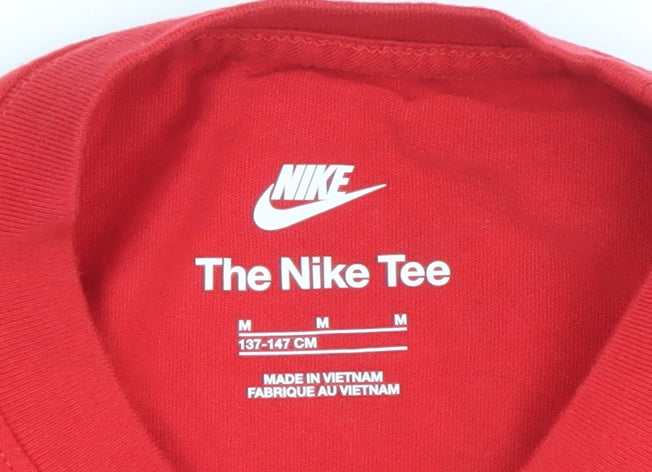 Nike Boys Red Graphic Sports T-Shirt Size 10-11 Years Cotton Tee