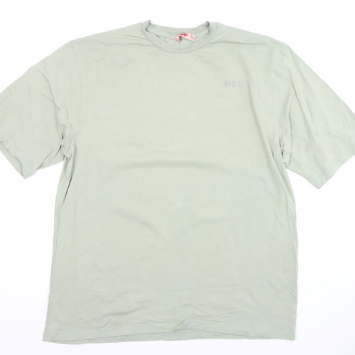 Misspap Women’s Green Cotton Basic Crew Neck Short Sleeve T-Shirt Size 8