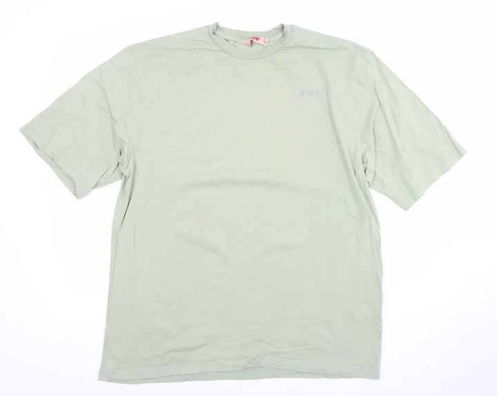Misspap Women’s Green Cotton Basic Crew Neck Short Sleeve T-Shirt Size 8