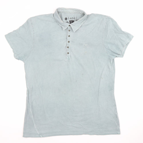 Label Lab Men's Blue XL Cotton Polo Shirt Casual Smart Top
