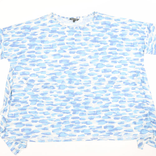 Bonmarché Women’s Blue Linen Short Sleeve Relaxed Fit T-Shirt XL