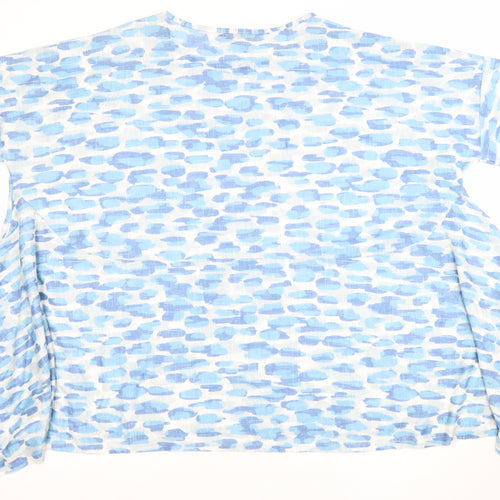 Bonmarché Women’s Blue Linen Short Sleeve Relaxed Fit T-Shirt XL