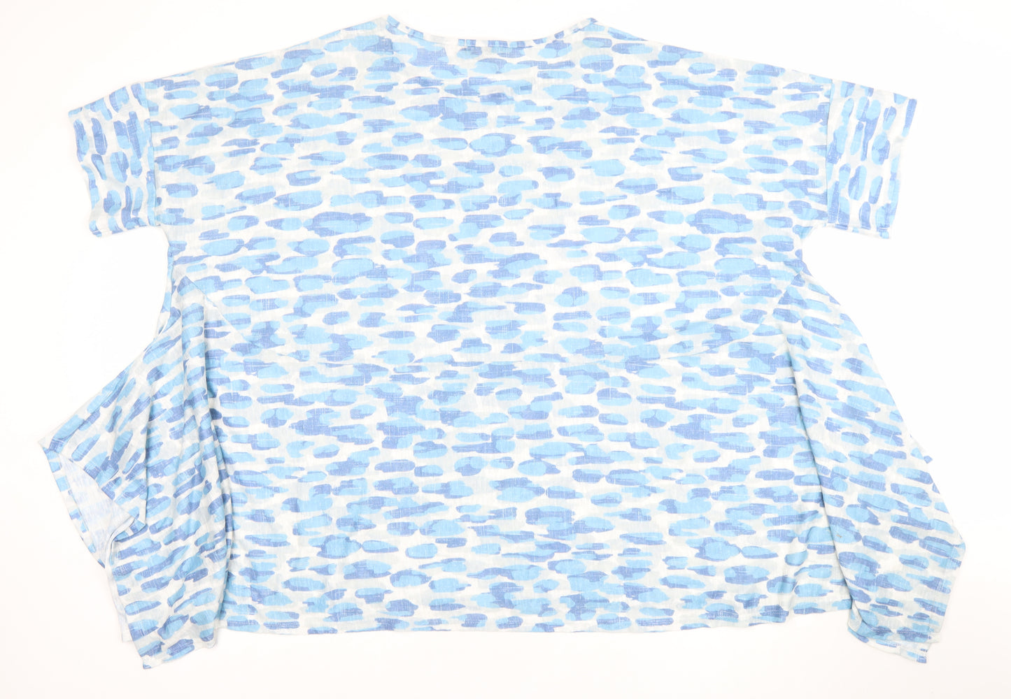 Bonmarché Women’s Blue Linen Short Sleeve Relaxed Fit T-Shirt XL