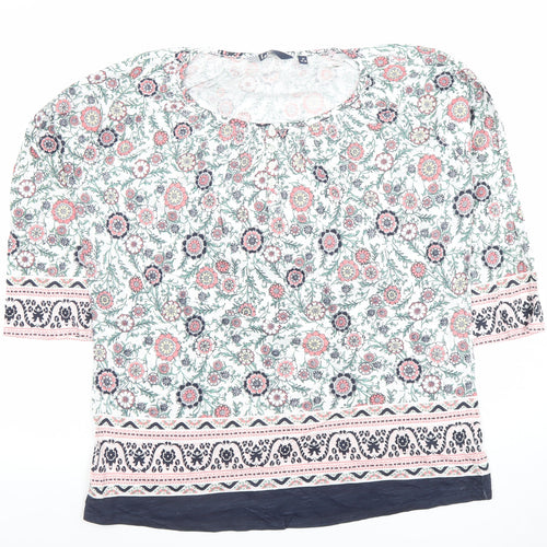 Isle Womens Multicoloured Floral Cotton Tunic Blouse Size 14