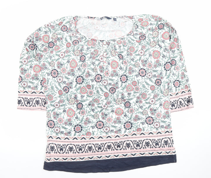 Isle Womens Multicoloured Floral Cotton Tunic Blouse Size 14