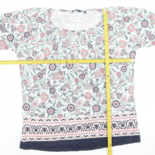Isle Womens Multicoloured Floral Cotton Tunic Blouse Size 14