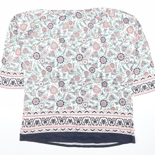 Isle Womens Multicoloured Floral Cotton Tunic Blouse Size 14