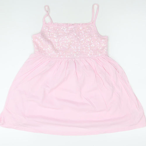 Next Girls Pink Sequin Strappy Cotton Party Dress 14 Years