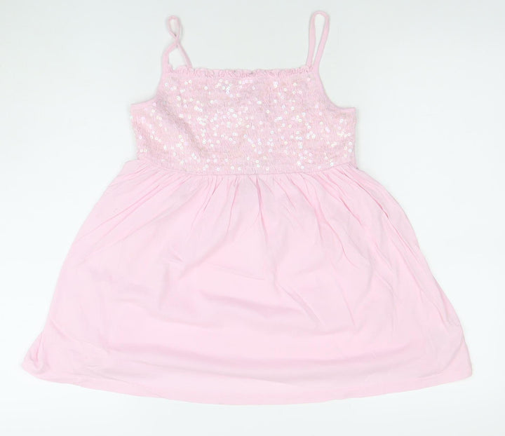 Next Girls Pink Sequin Strappy Cotton Party Dress 14 Years