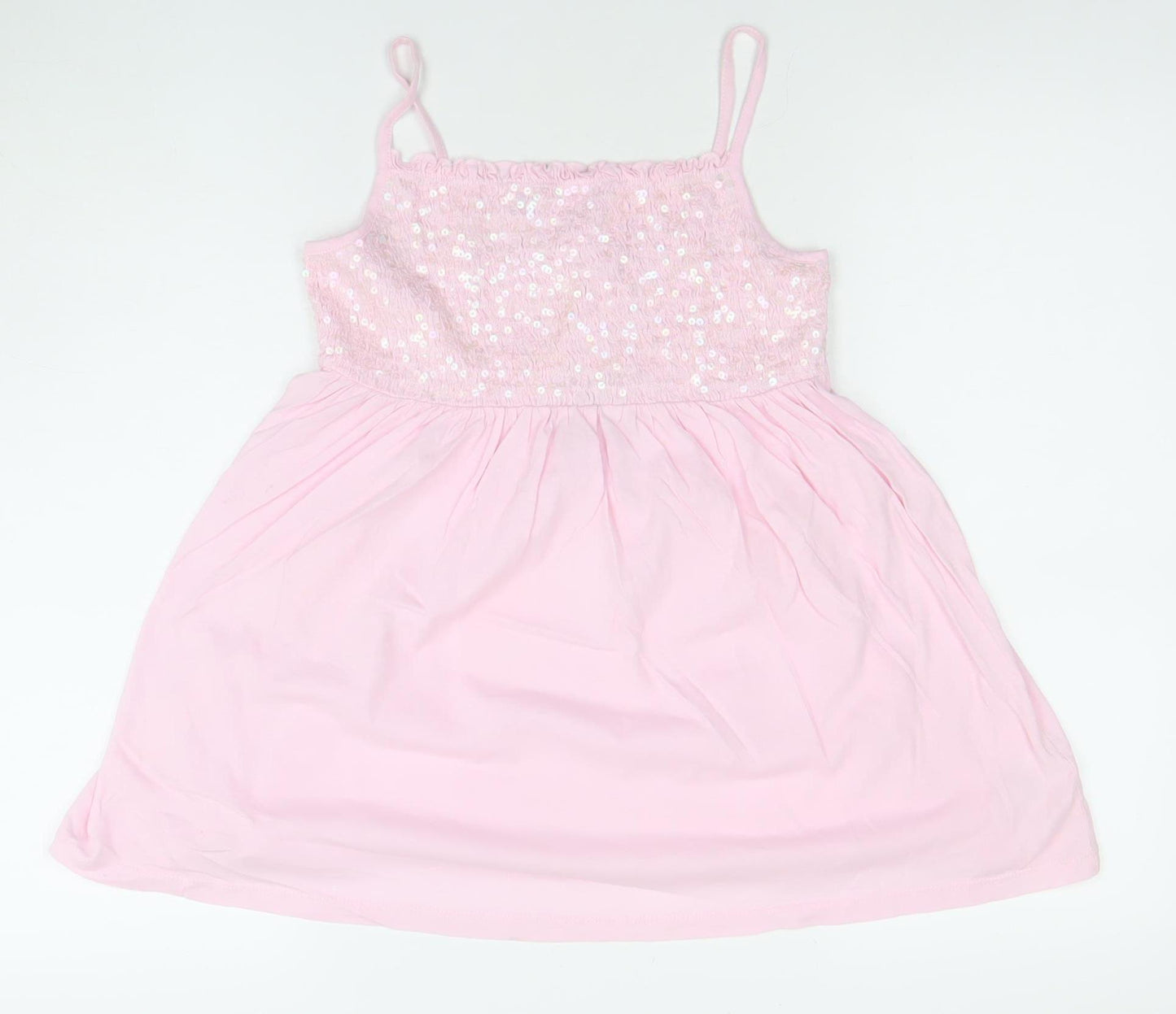 Next Girls Pink Sequin Strappy Cotton Party Dress 14 Years