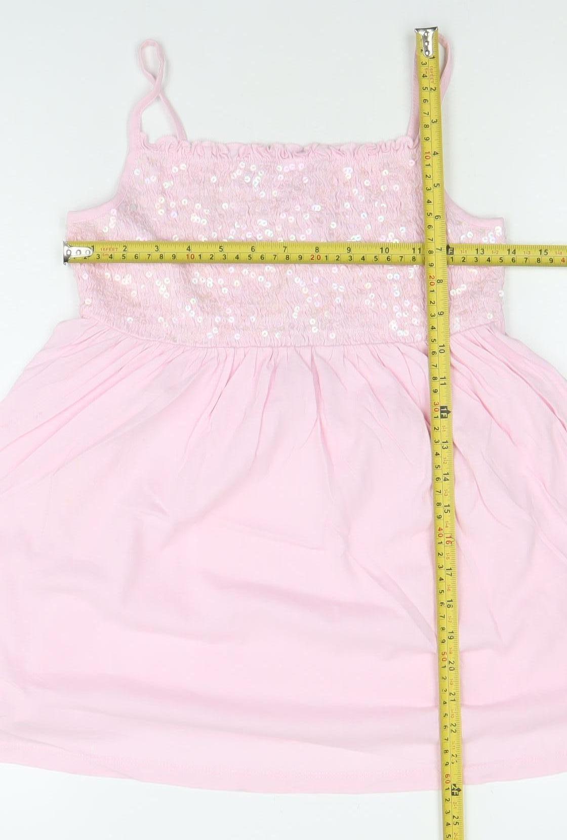Next Girls Pink Sequin Strappy Cotton Party Dress 14 Years