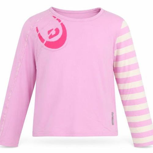 Duck and Cover Girls Pink Striped Long Sleeve Stretch Cotton T-Shirt Small