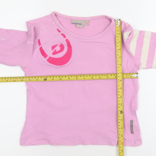 Duck and Cover Girls Pink Striped Long Sleeve Stretch Cotton T-Shirt Small