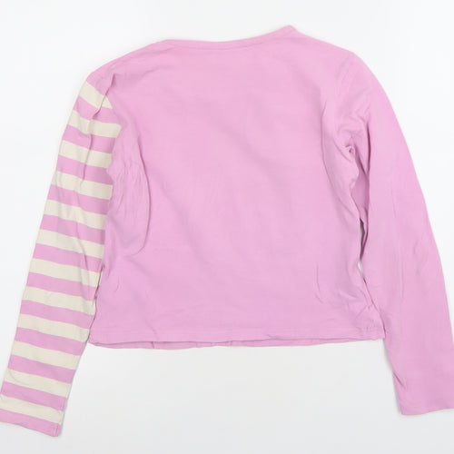 Duck and Cover Girls Pink Striped Long Sleeve Stretch Cotton T-Shirt Small