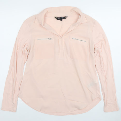 Principles by Ben de Lisi Women Pink Collar Zip Pocket Blouse Size 14