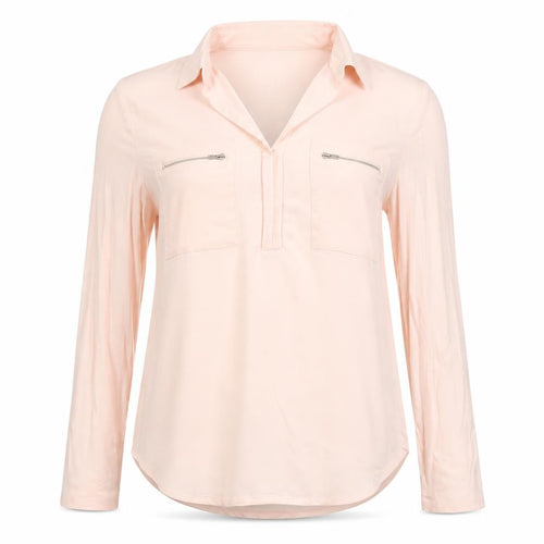 Principles by Ben de Lisi Women Pink Collar Zip Pocket Blouse Size 14