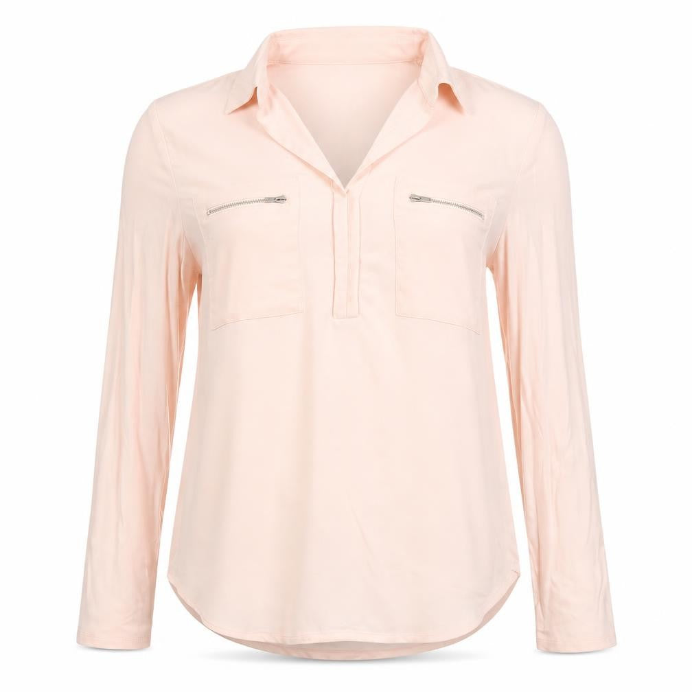 Principles by Ben de Lisi Women Pink Collar Zip Pocket Blouse Size 14