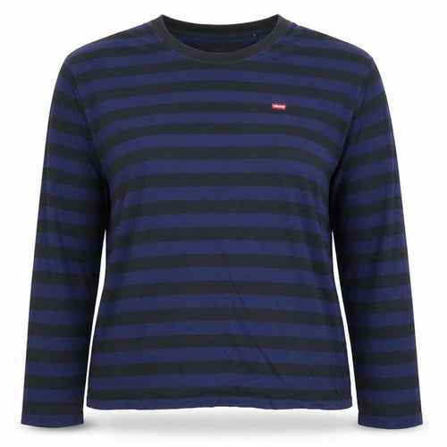 Levi's Women's Blue Black Striped Long Sleeve Cotton T-Shirt L