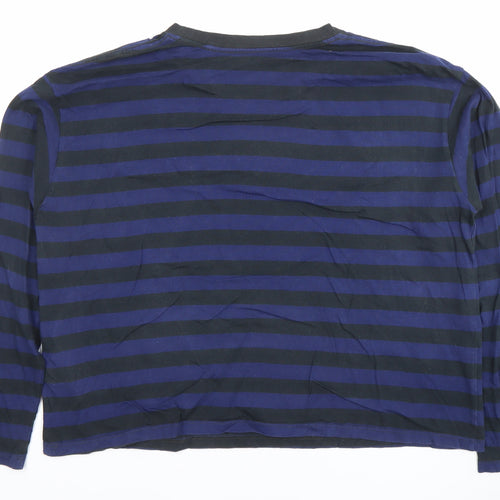 Levi's Women's Blue Black Striped Long Sleeve Cotton T-Shirt L