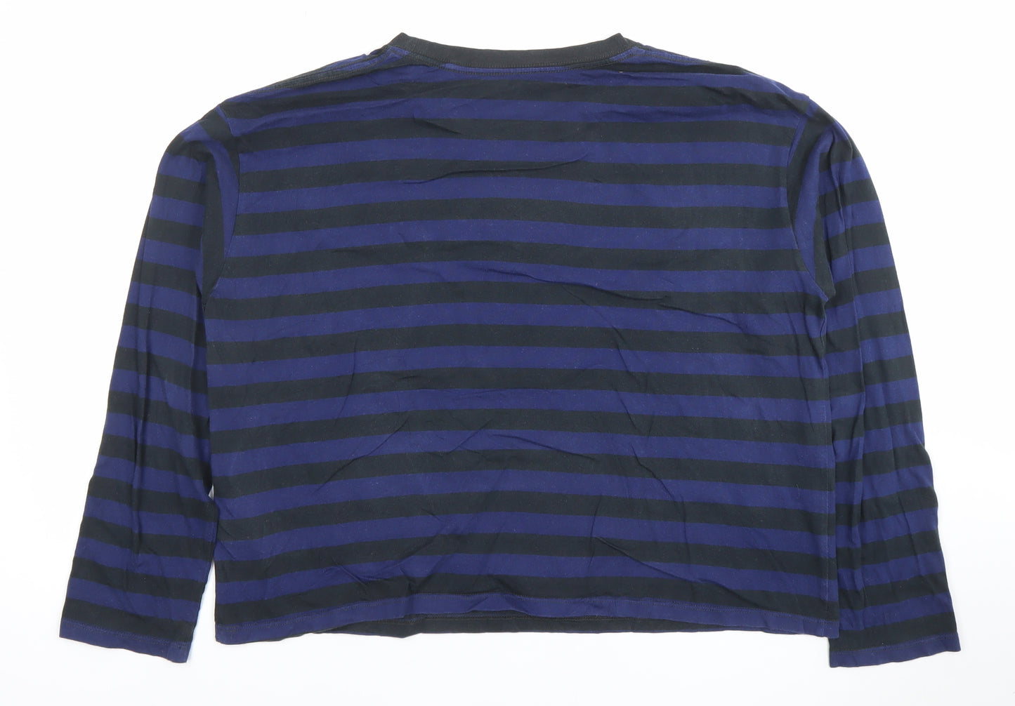 Levi's Women's Blue Black Striped Long Sleeve Cotton T-Shirt L