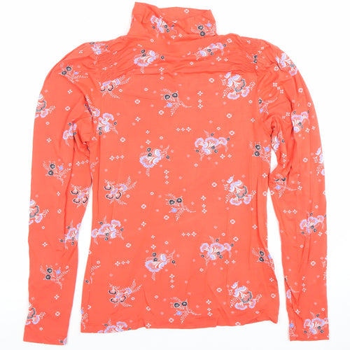Per Una Women’s Orange Floral Roll Neck Long Sleeve Blouse Size 8