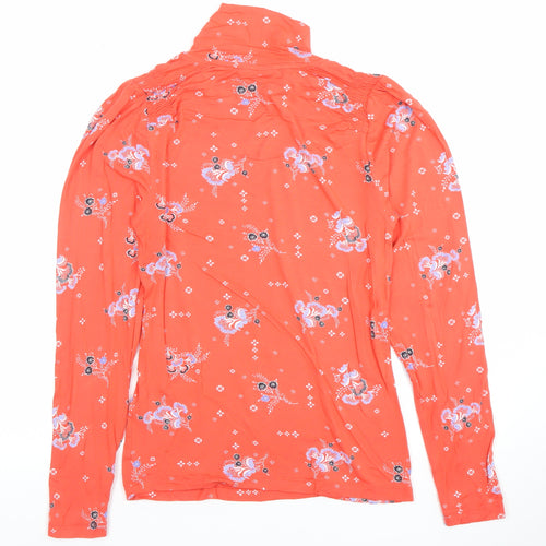Per Una Women’s Orange Floral Roll Neck Long Sleeve Blouse Size 8