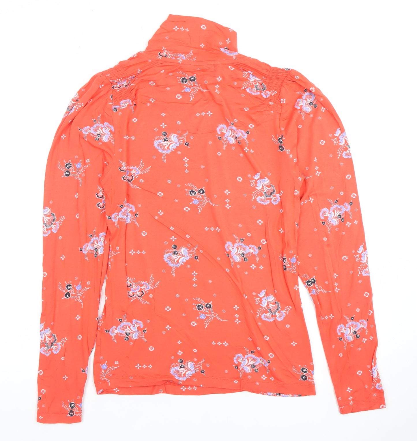 Per Una Women’s Orange Floral Roll Neck Long Sleeve Blouse Size 8