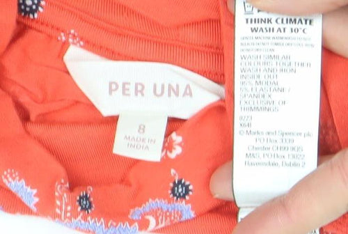 Per Una Women’s Orange Floral Roll Neck Long Sleeve Blouse Size 8