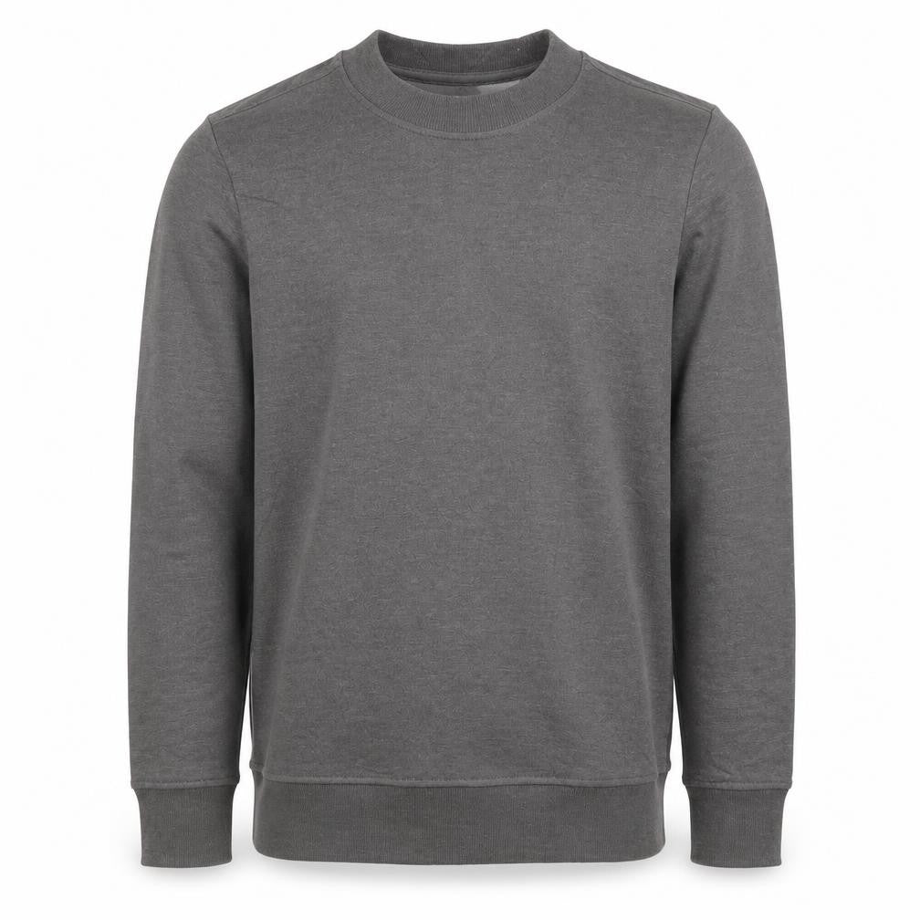 Front view of Asics Men’s Grey XS Crew Neck Pullover Sweatshirt Lightweight Jersey