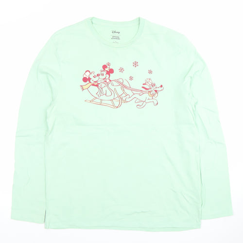 Amazon Essentials Disney Women Green Long Sleeve Cotton T-Shirt M