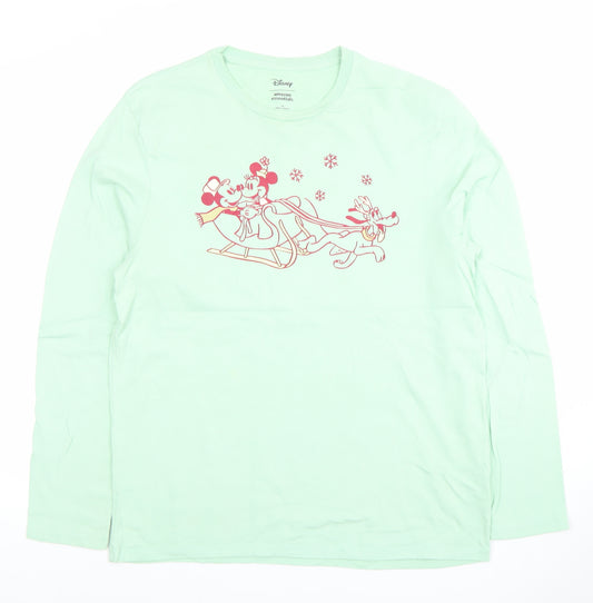 Front view of Amazon Essentials Disney Women Green Long Sleeve Cotton T-Shirt M