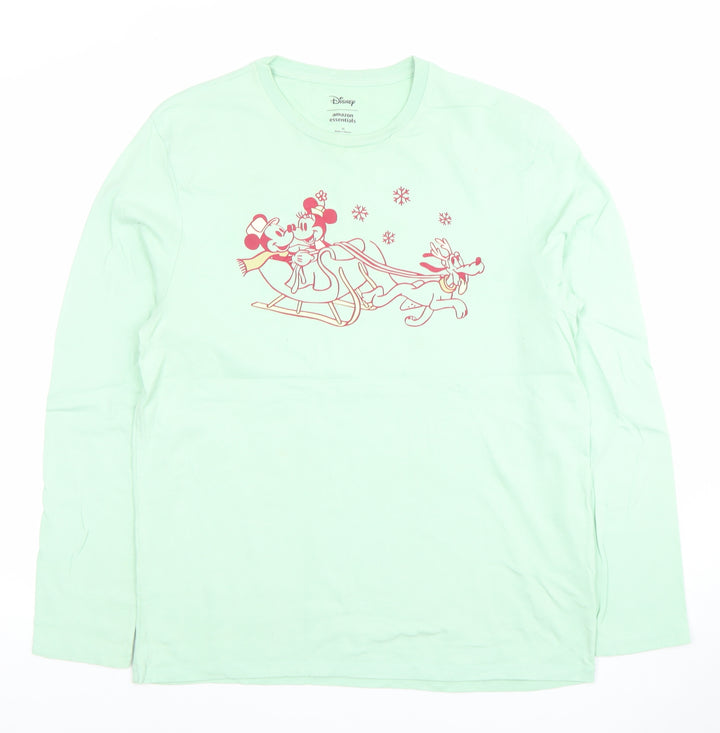 Amazon Essentials Disney Women Green Long Sleeve Cotton T-Shirt M