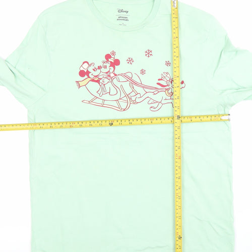 Amazon Essentials Disney Women Green Long Sleeve Cotton T-Shirt M