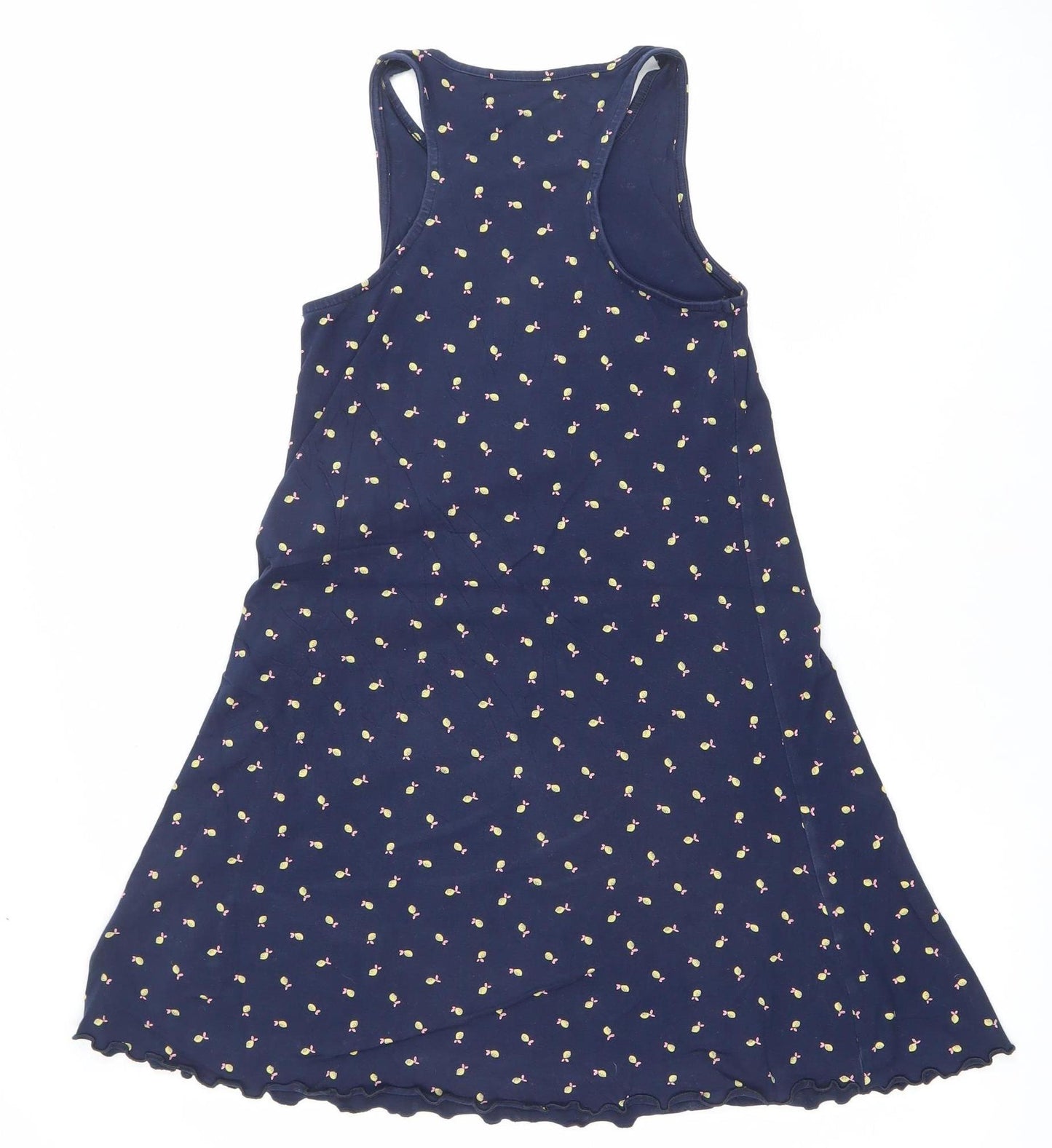 Marks and Spencer Girls Blue Floral Tank Dress 10-11 Years Cotton Stretch