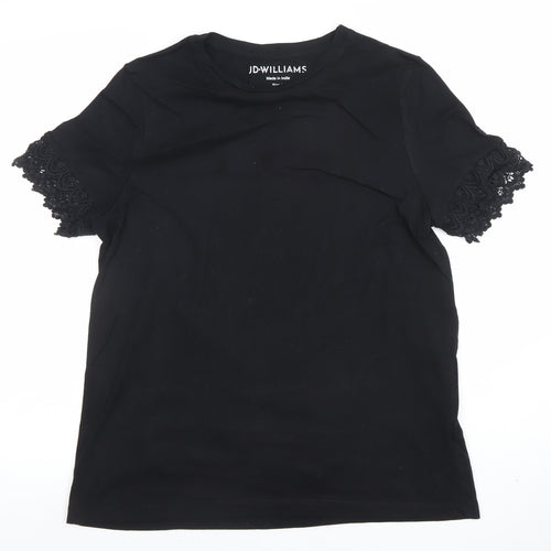 JD Williams Women’s Black Lace Sleeve Jersey T-Shirt Size 14