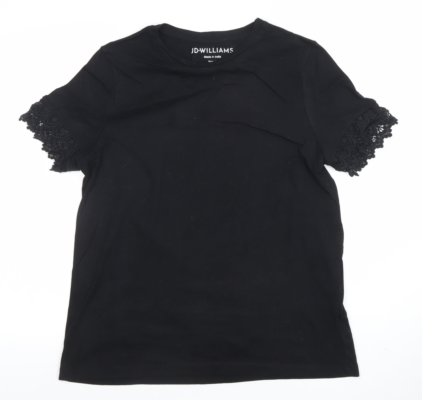 JD Williams Women’s Black Lace Sleeve Jersey T-Shirt Size 14