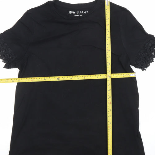 JD Williams Women’s Black Lace Sleeve Jersey T-Shirt Size 14