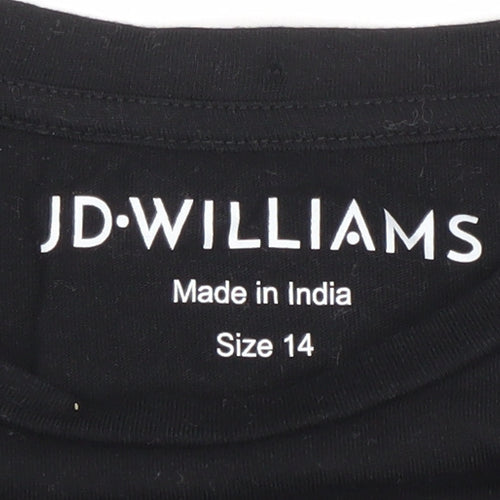 JD Williams Women’s Black Lace Sleeve Jersey T-Shirt Size 14