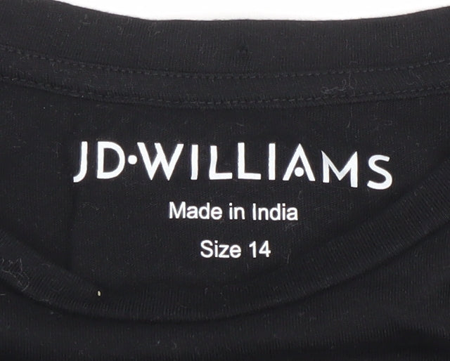 JD Williams Women’s Black Lace Sleeve Jersey T-Shirt Size 14