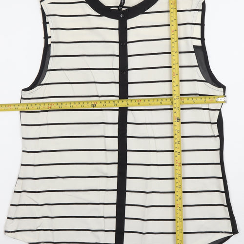 Karen Millen Women's Black White Striped Sleeveless Blouse Size 14