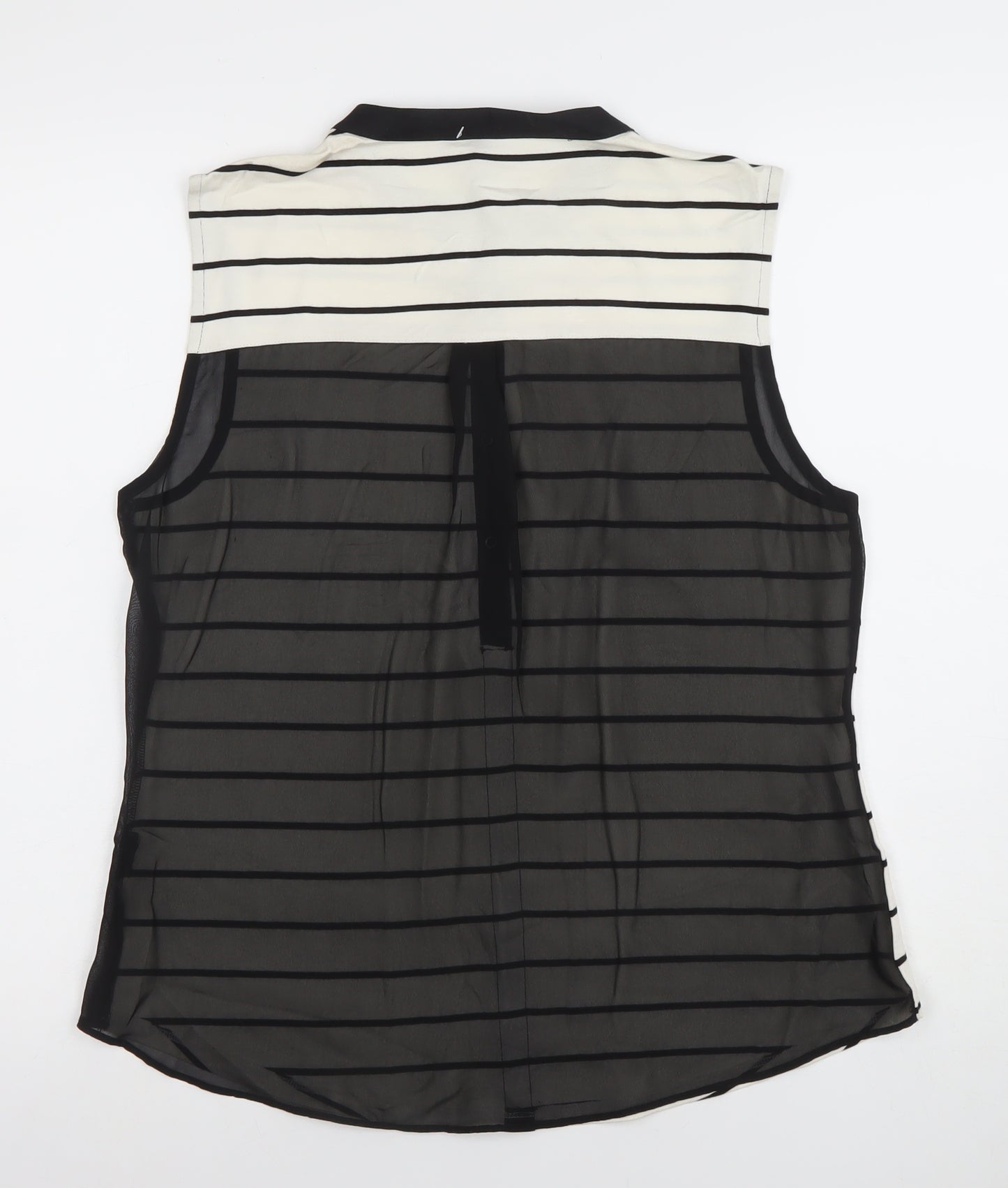 Karen Millen Women's Black White Striped Sleeveless Blouse Size 14
